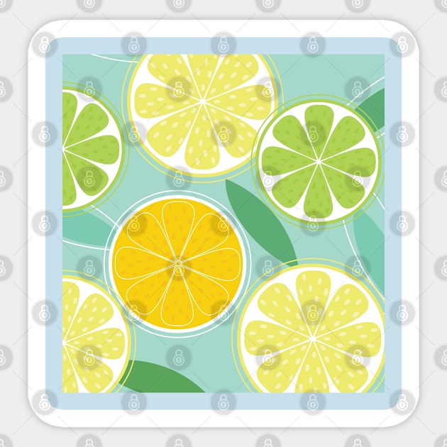 YELLOW LEMONS ON CYAN Sticker by BEEANDGLOWFASHION